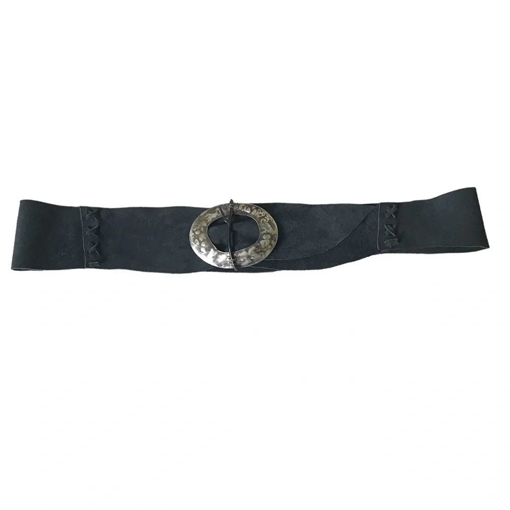 Handmade Black Suede Belt One Size